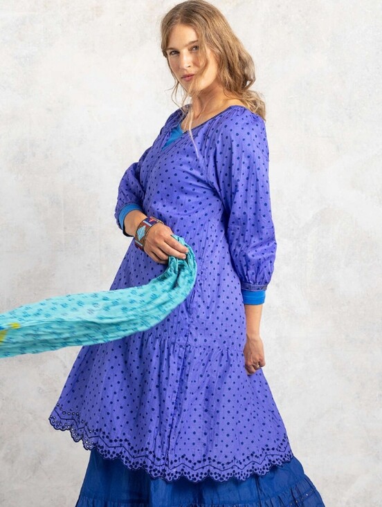 Gudrun Sjoden Dresses & Skirts - Gudrun Sjoden Lily Cotton Polka Dot Pint Pull Over Lagenlook Midi Dress